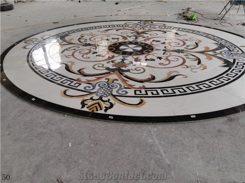 Natural Stone Marble Round Waterjet Medallion Tile