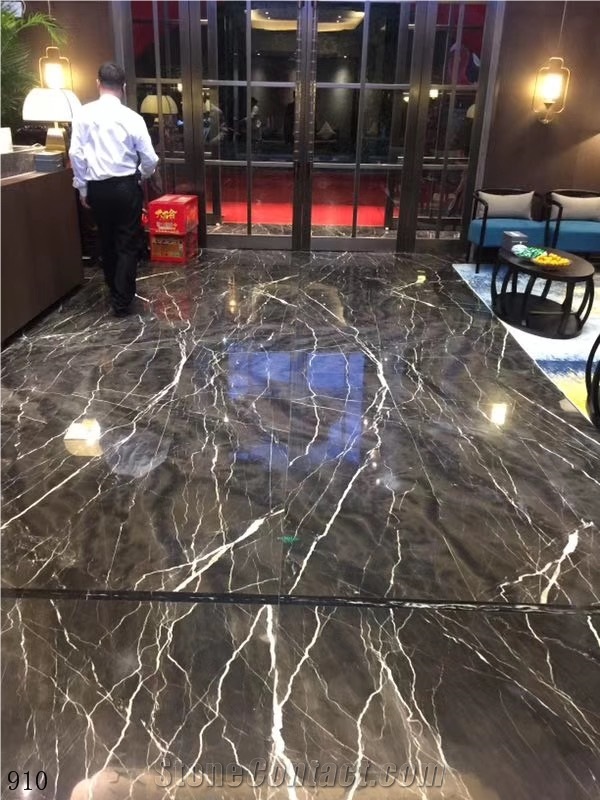 Noir Aziza Laurent White Black Marble Slab Tile