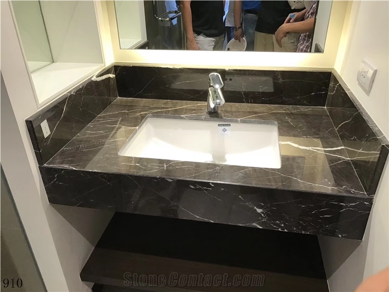 Noir Aziza Laurent White Black Marble Slab Tile