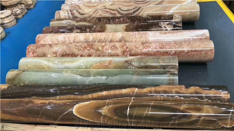 Onyx Amethyst Natural Stone Round Column Pillars