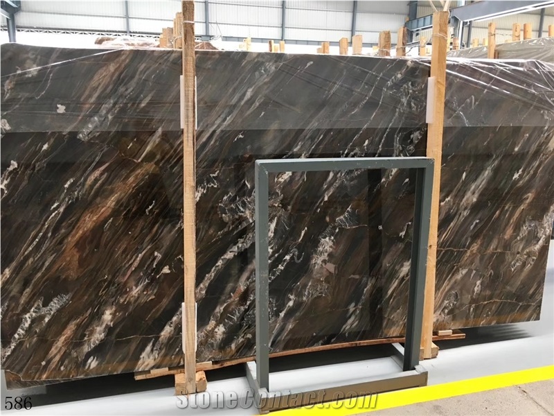 Venice Gold Marble Golden Gray Smoky Black Slab
