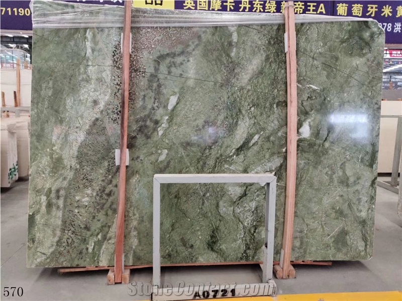 Verde Pavone Dandong Green Ming Marble Agate Slab