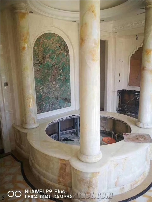 White Snow Onyx Jade Stone Column Pilaster Pillars