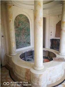 White Snow Onyx Jade Stone Column Pilaster Pillars