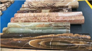 White Snow Onyx Jade Stone Column Pilaster Pillars