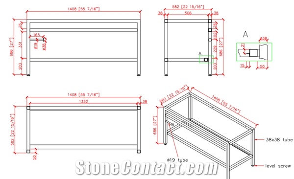 Quartz Top and Bottom Stone Design Stainless Steel