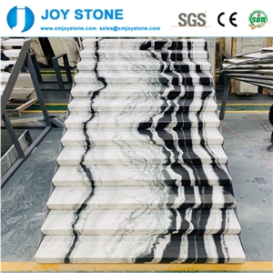 Polish Panda White Marble Hotel Stair Tread Steps