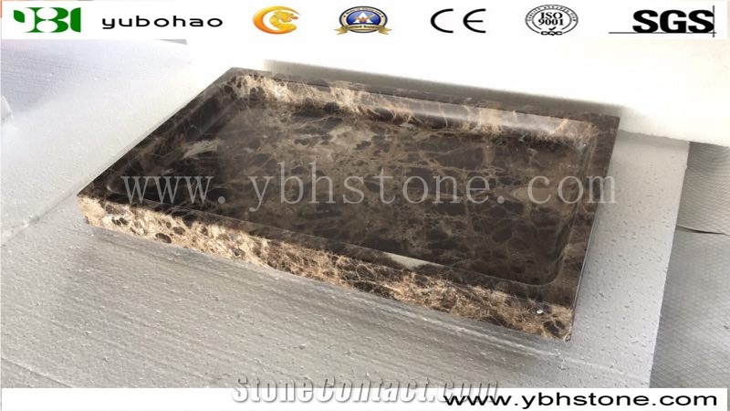 Dark Emperador/Honed Marble Dining Trays