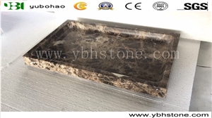 Dark Emperador/Honed Marble Dining Trays