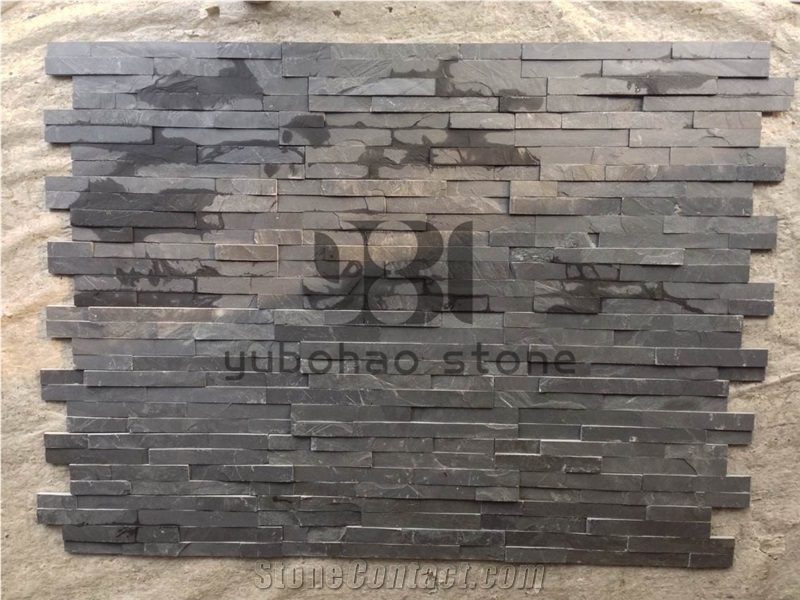 P018 Black Wall Cladding Slate, Thin Stone Veneer
