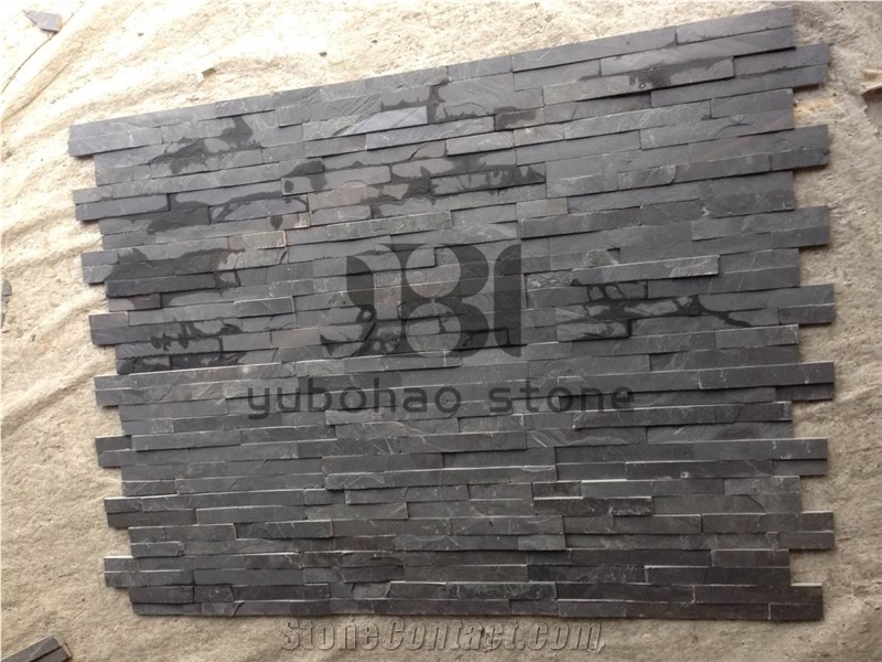 P018 Black Wall Cladding Slate, Thin Stone Veneer