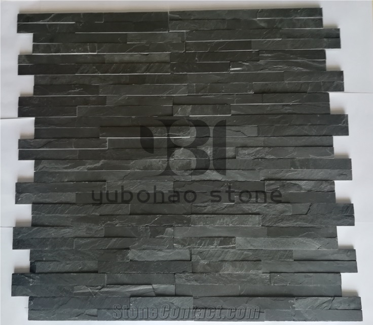 P018 Black Wall Cladding Slate, Thin Stone Veneer