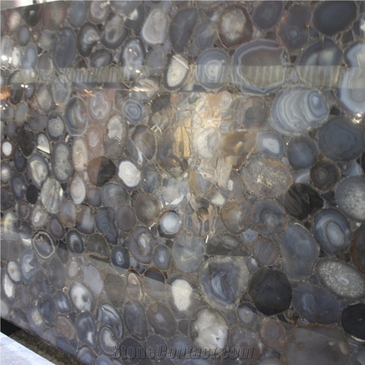 Grey Agate Semiprecious Stone Slab