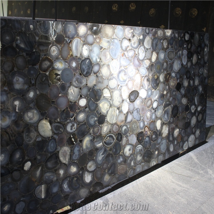 Grey Agate Semiprecious Stone Slab