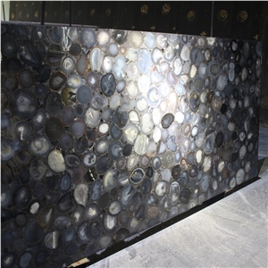 Grey Agate Semiprecious Stone Slab