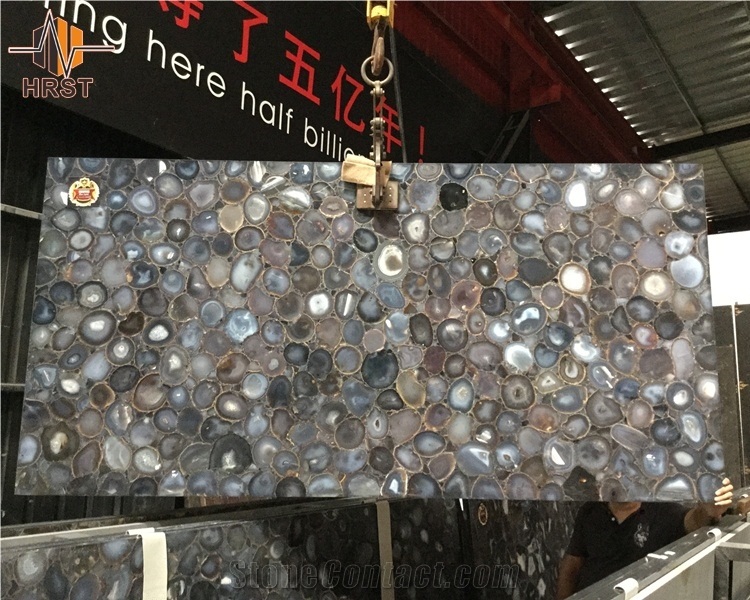 Grey Agate Semiprecious Stone Slab