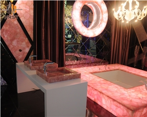 Pink Crystal Semiprecious Stone Slabs