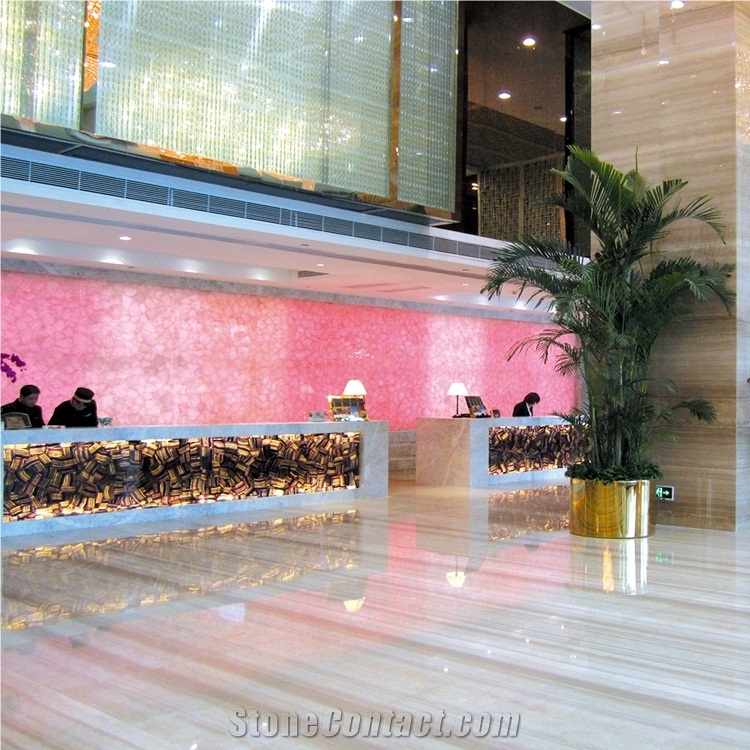 Pink Crystal Semiprecious Stone Slabs