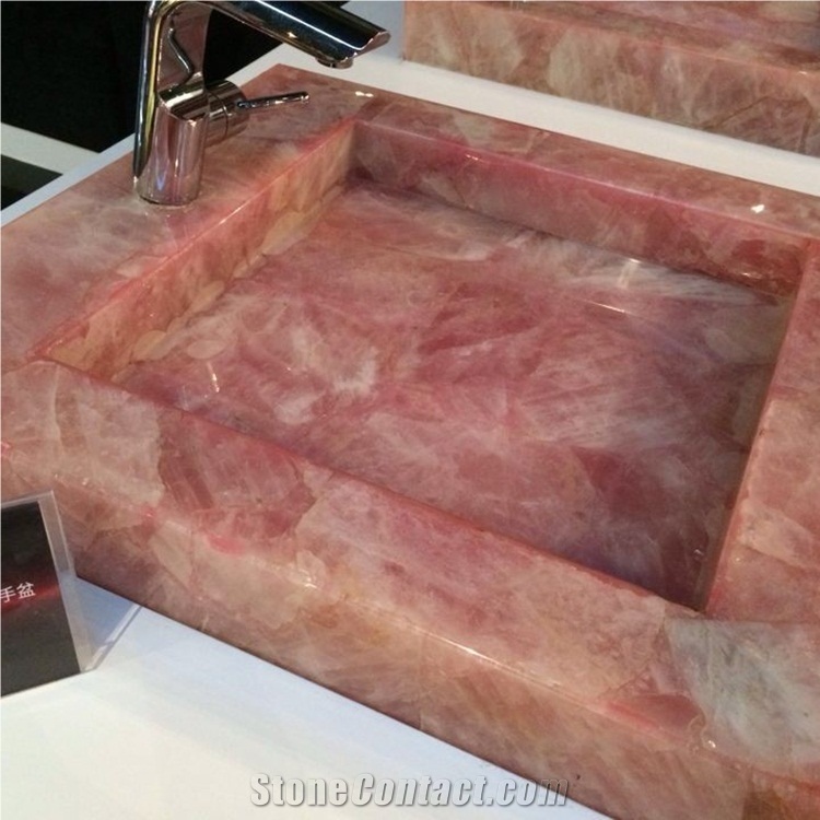 Pink Crystal Semiprecious Stone Slabs