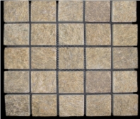 China Yellow Cube Stone Paving Stone on Mesh