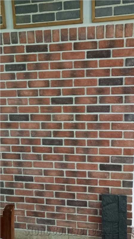 Mixed Color Black and Red Artificial Brick Stone