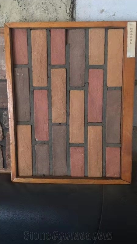 Mixed Color Black and Red Artificial Brick Stone