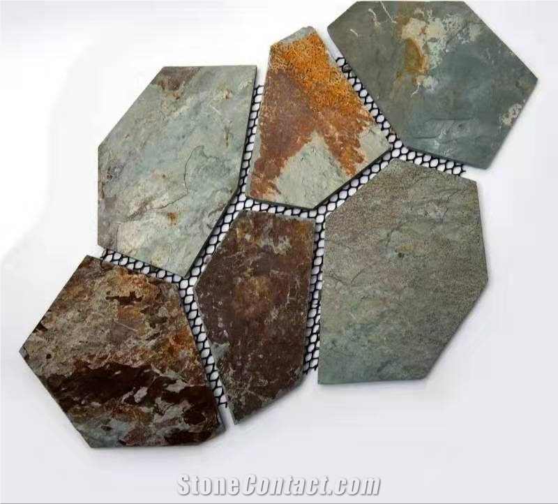 Multicolor Rust Slate Irregular Paving Stone Flagstone