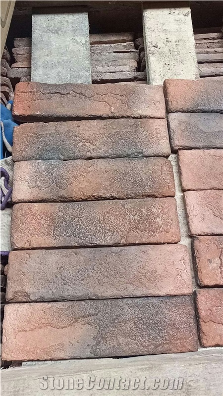 Red Artificial Brick Wall Tiles Interior Stone