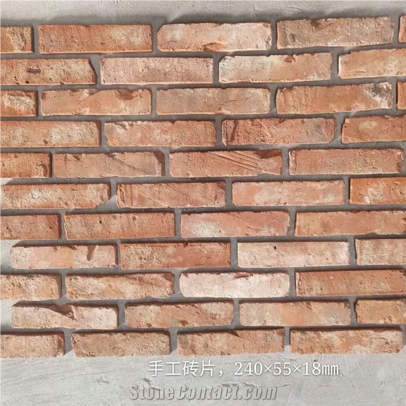Red Artificial Brick Wall Tiles Interior Stone