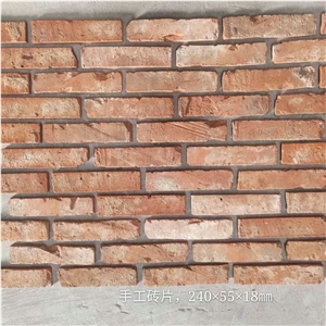 Red Artificial Brick Wall Tiles Interior Stone