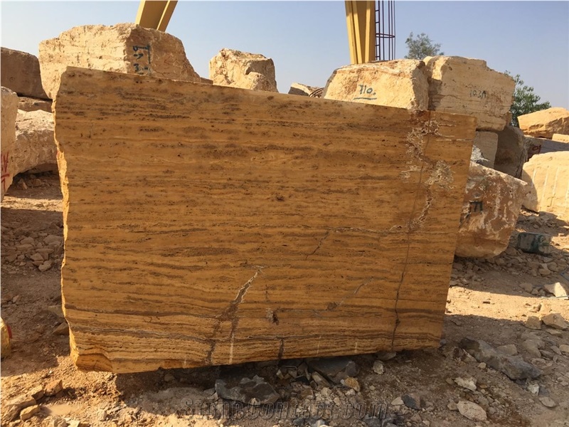Golden Travertine Yellow Blocks from Jordan