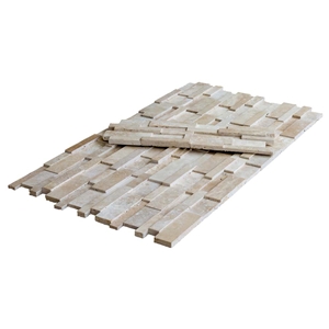Beige Travertine Stacked Stone Ledger Panel