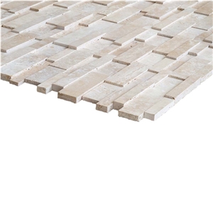 Beige Travertine Stacked Stone Ledger Panel