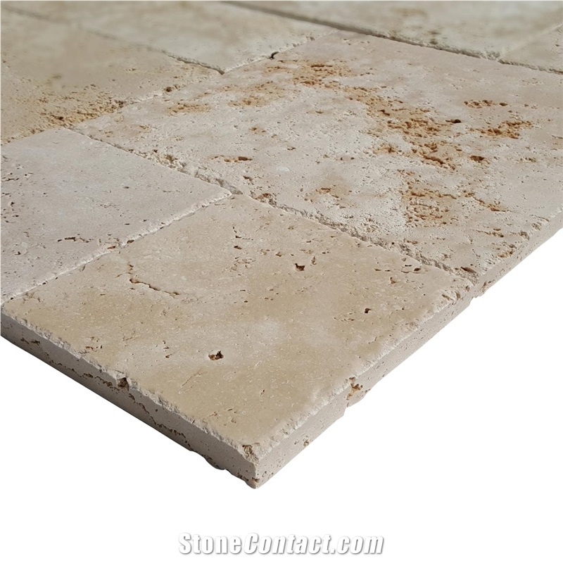 Denizli Beige Antique Pattern Travertine Unfilled