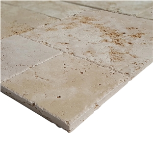 Denizli Beige Antique Pattern Travertine Unfilled