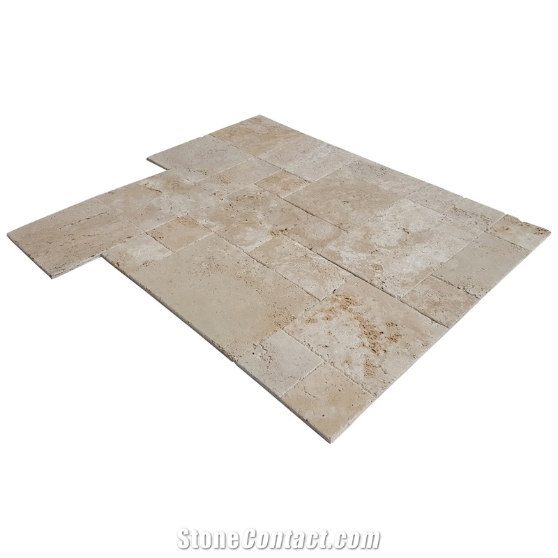 Denizli Beige Antique Pattern Travertine Unfilled