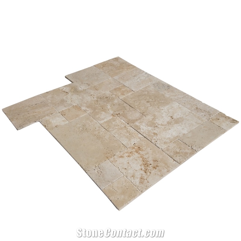 Denizli Beige Antique Pattern Travertine Unfilled