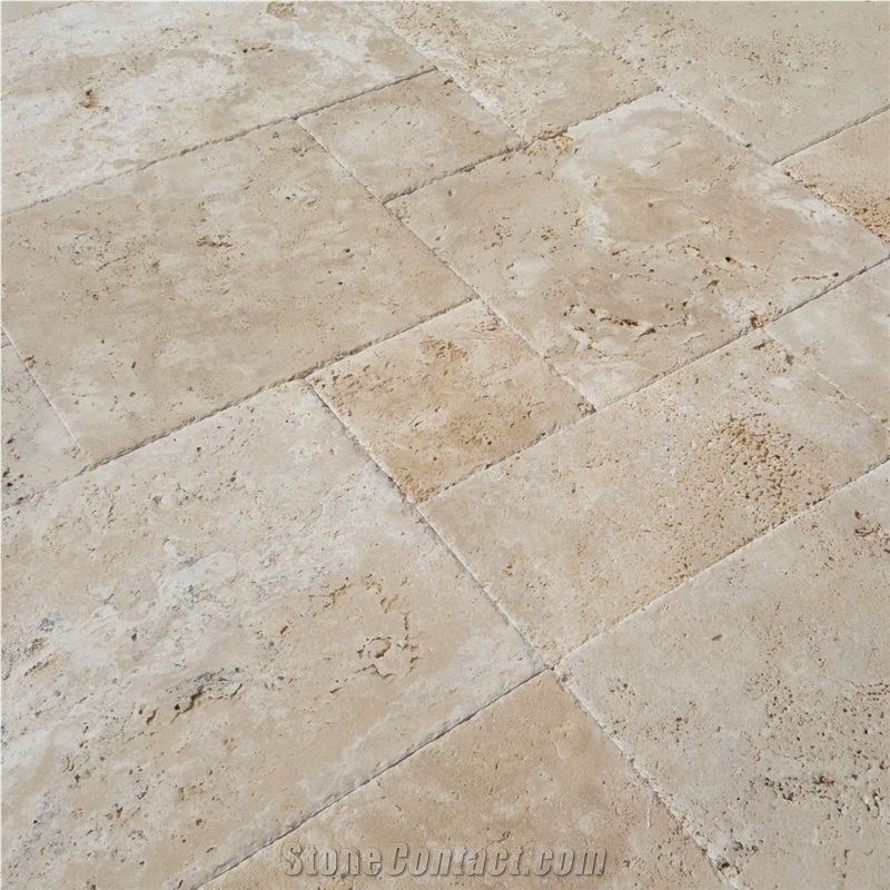Denizli Beige Antique Pattern Travertine Unfilled