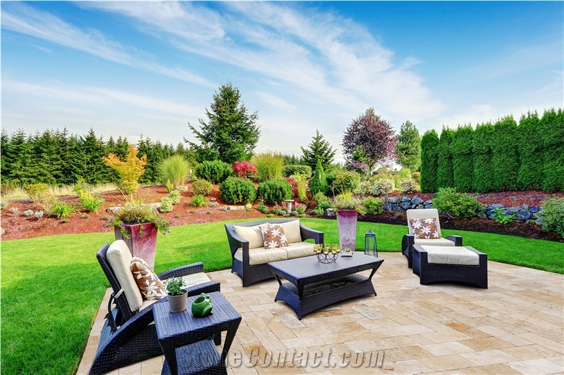 Ivory Tumbled Travertine Pavers