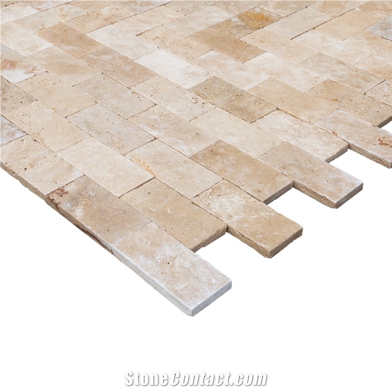 Ivory Tumbled Travertine Pavers