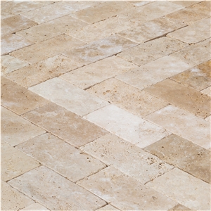 Ivory Tumbled Travertine Pavers