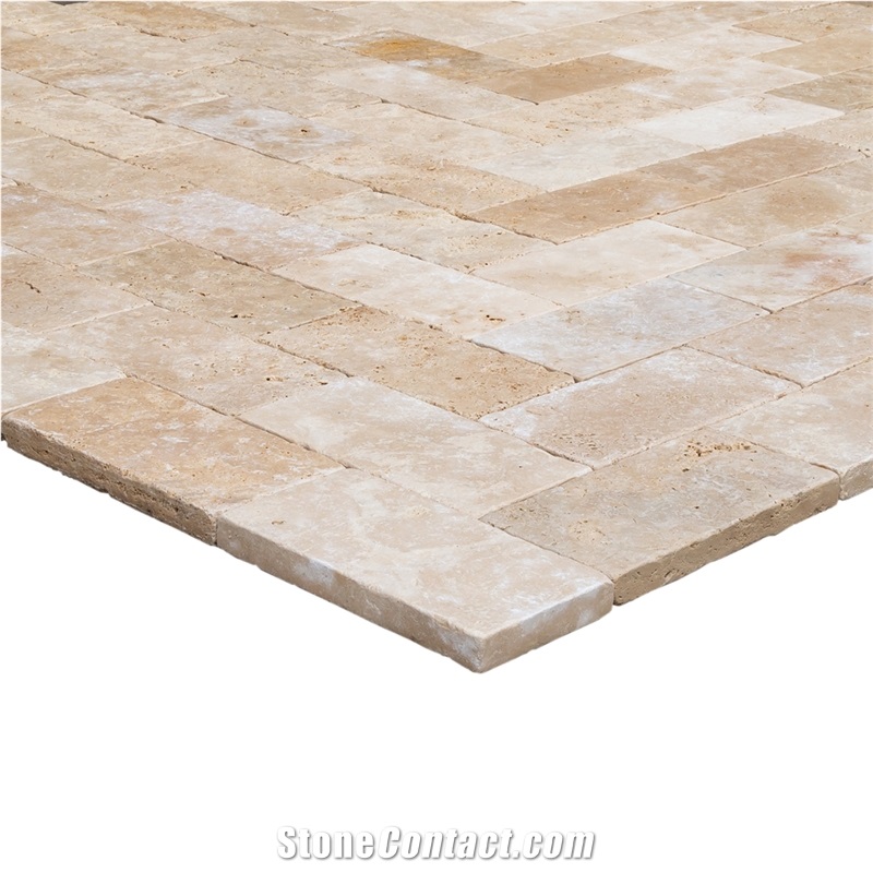 Ivory Tumbled Travertine Pavers