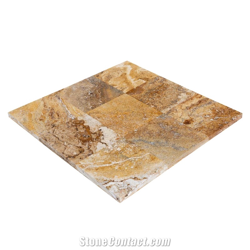 Meandros Gold Yellow Travertine Paver - Bushhammer