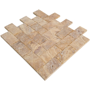 Meandros Gold Yellow Travertine Paver - Honed