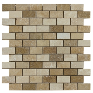Mixed Beige Walnut Noce Travertine Mosaic