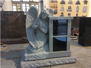 Black Granite Engraved Angel Monument