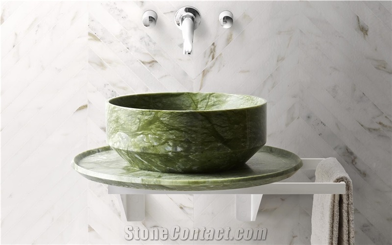China Verde Ming Marble Basins for Hotel