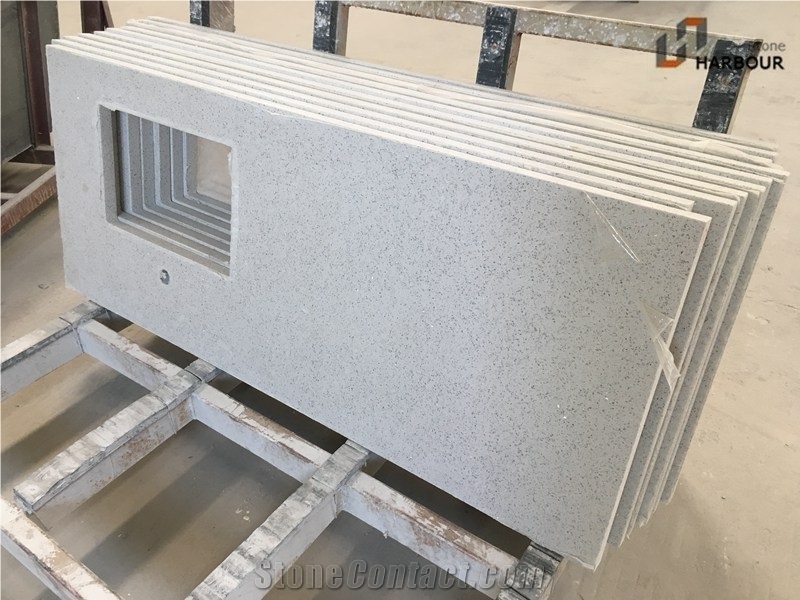 White Mirror Quartz Vanity Top, Bathroom Top