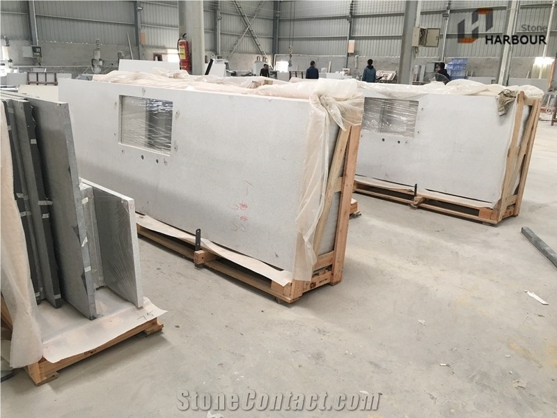 White Mirror Quartz Vanity Top, Bathroom Top