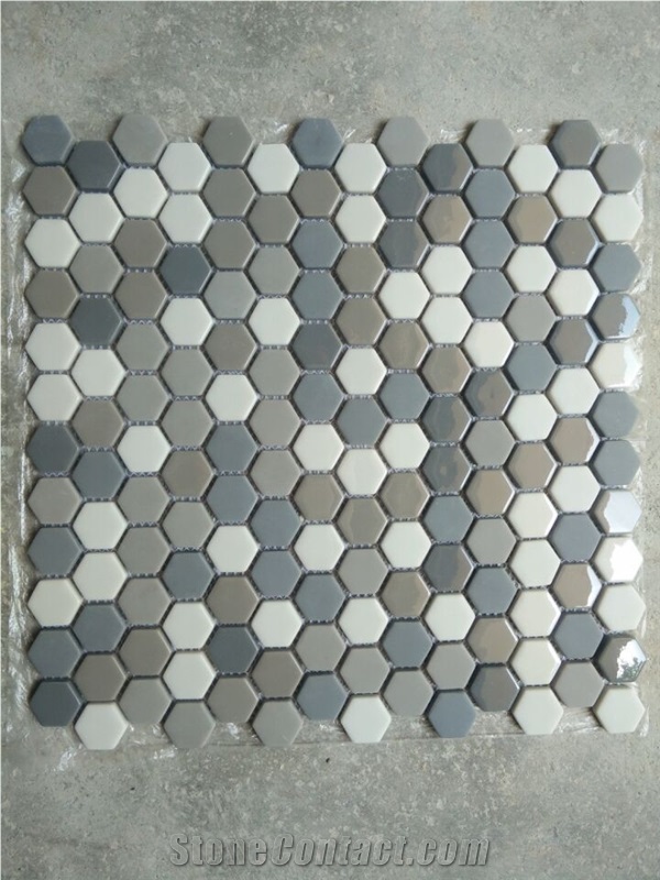 Polished Glass China Stone Mosaic Tiles Decoration